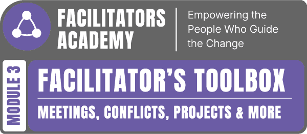 FACILITATORS ACADEMY-module 3 | Facilitator’s Toolbox (Meetings, Conflicts, Projects & More) logo